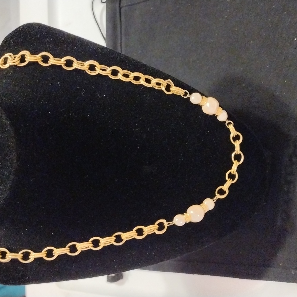 Vintage Richelieu Gold Tone W/ Faux Pearls Link Chain Necklace